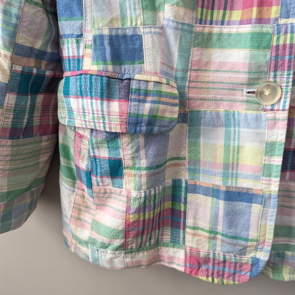 Vintage Ralph Lauren Madras Plaid Pastel Patchwork Blazer - Picture 11 of 13